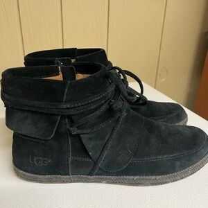 UGG Black Suede Lace-Up Boots